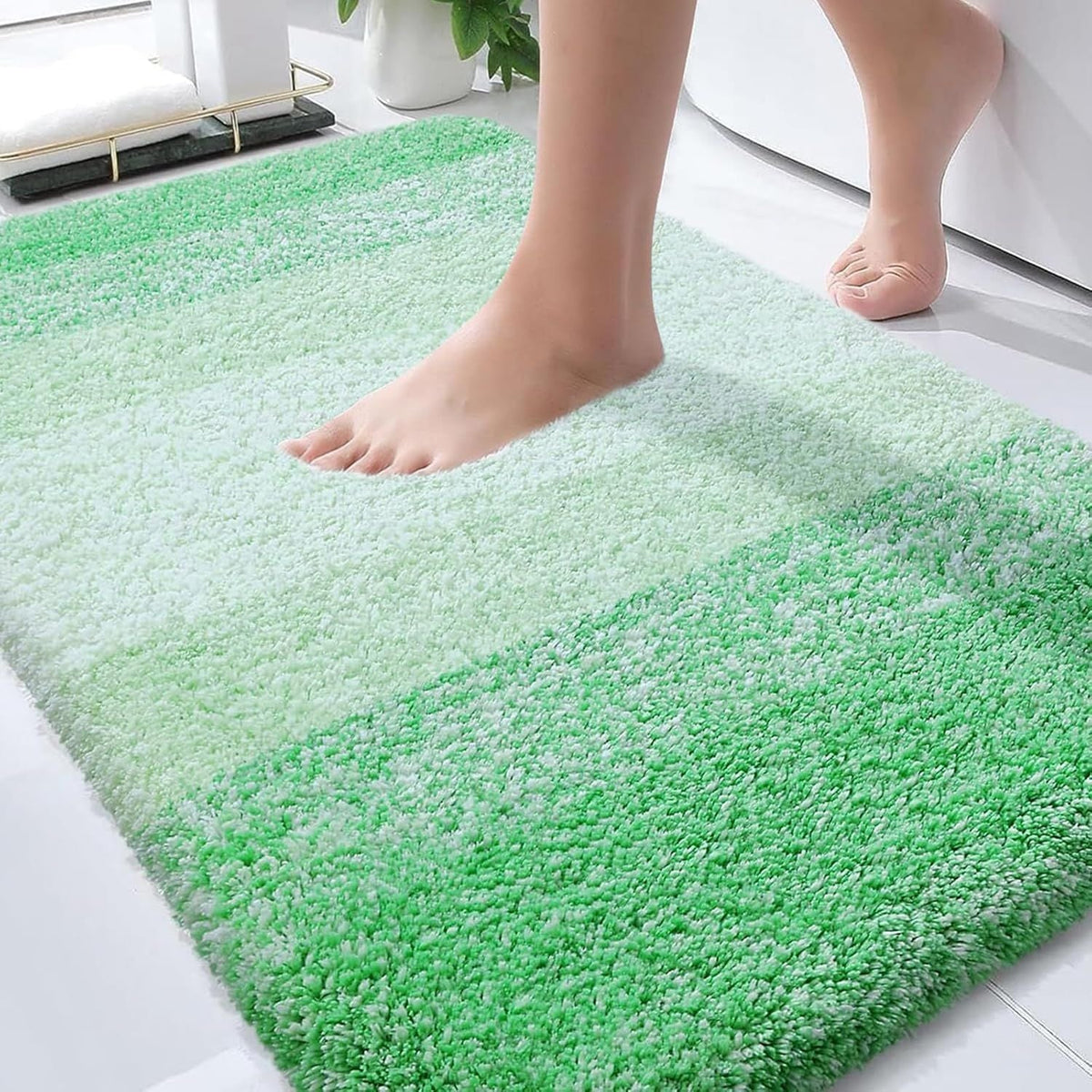 Bathroom Rugs Mat 30x20, Extra Soft Absorbent Microfiber Bath Rugs, Rubber Backing, Quick Dry, Machine Washable Bath Mats for Bathroom Floor, Tub and Shower, Home Decor Accessories, Green - MC Online