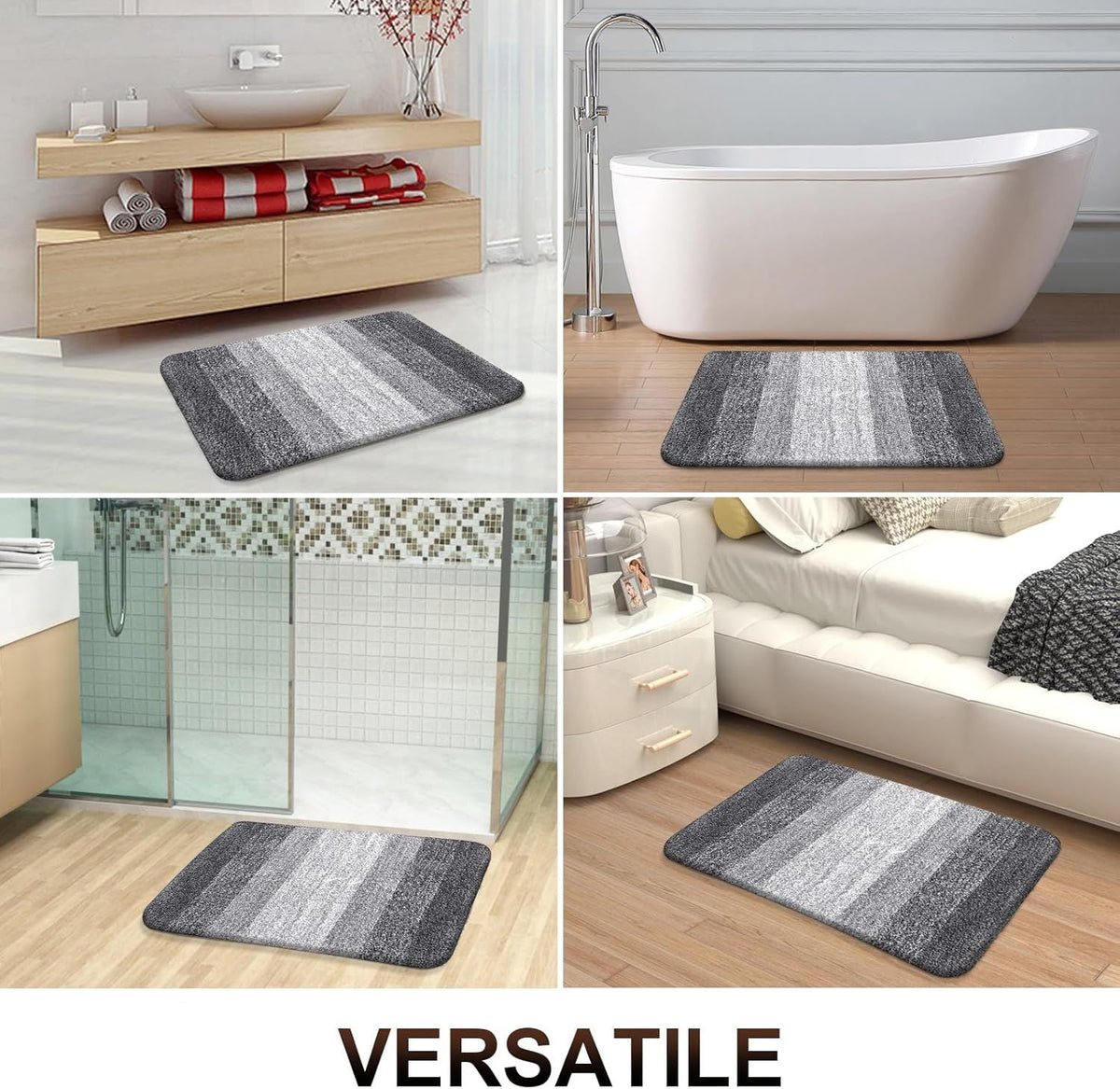 Bathroom Rugs Mat 30x20, Extra Soft Absorbent Microfiber Bath Rugs, Rubber Backing, Quick Dry, Machine Washable Bath Mats for Bathroom Floor, Tub and Shower, Home Decor Accessories, Grey - MC Online