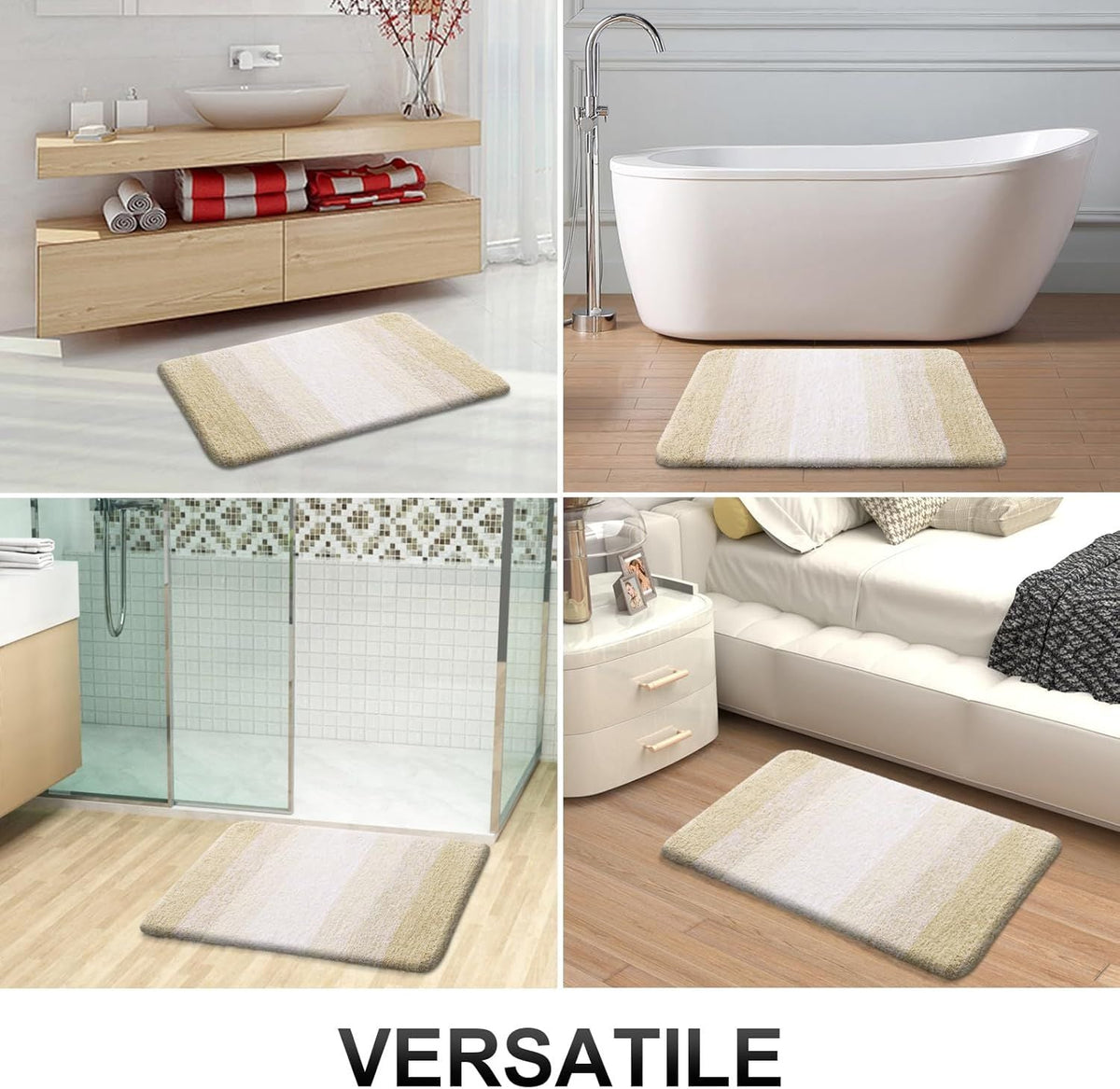Bathroom Rugs Mat 30x20, Extra Soft Absorbent Microfiber Bath Rugs, Rubber Backing, Quick Dry, Machine Washable Bath Mats for Bathroom Floor, Tub and Shower, Home Decor Accessories, Light Beige - MC Online