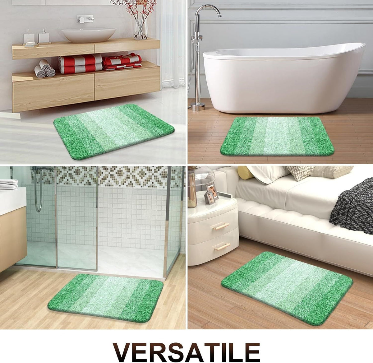 Bathroom Rugs Mat 30x20, Extra Soft Absorbent Microfiber Bath Rugs, Rubber Backing, Quick Dry, Machine Washable Bath Mats for Bathroom Floor, Tub and Shower, Home Decor Accessories, Green - MC Online