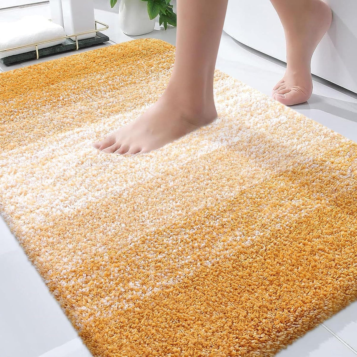 Bathroom Rugs Mat 30x20, Extra Soft Absorbent Microfiber Bath Rugs, Rubber Backing, Quick Dry, Machine Washable Bath Mats for Bathroom, Tub and Shower, Home Decor Accessories, Golden Yellow - MC Online