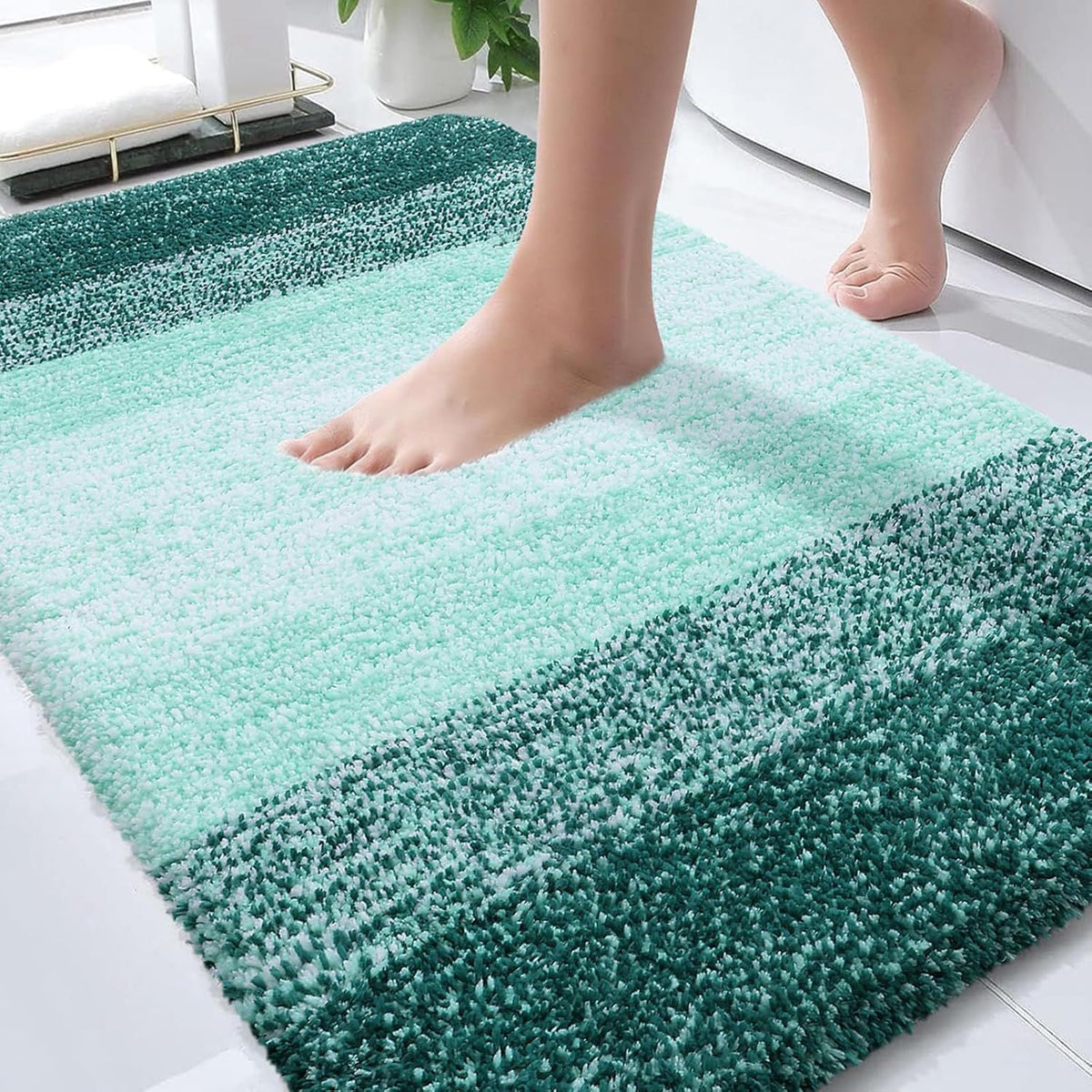 Bathroom Rugs Mat 30x20, Extra Soft Absorbent Microfiber Bath Rugs, Rubber Backing, Quick Dry, Washable Bath Mats for Bathroom Floor, Tub and Shower, Home Decor Accessories, Blackish Green - MC Online