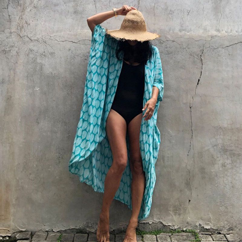 Beach Cover Ups for Swimwear Women Black Tie Dye Kimono Swimsuit Cape Summer Dress 2022 Beachwear Outfits Sales - MC Online