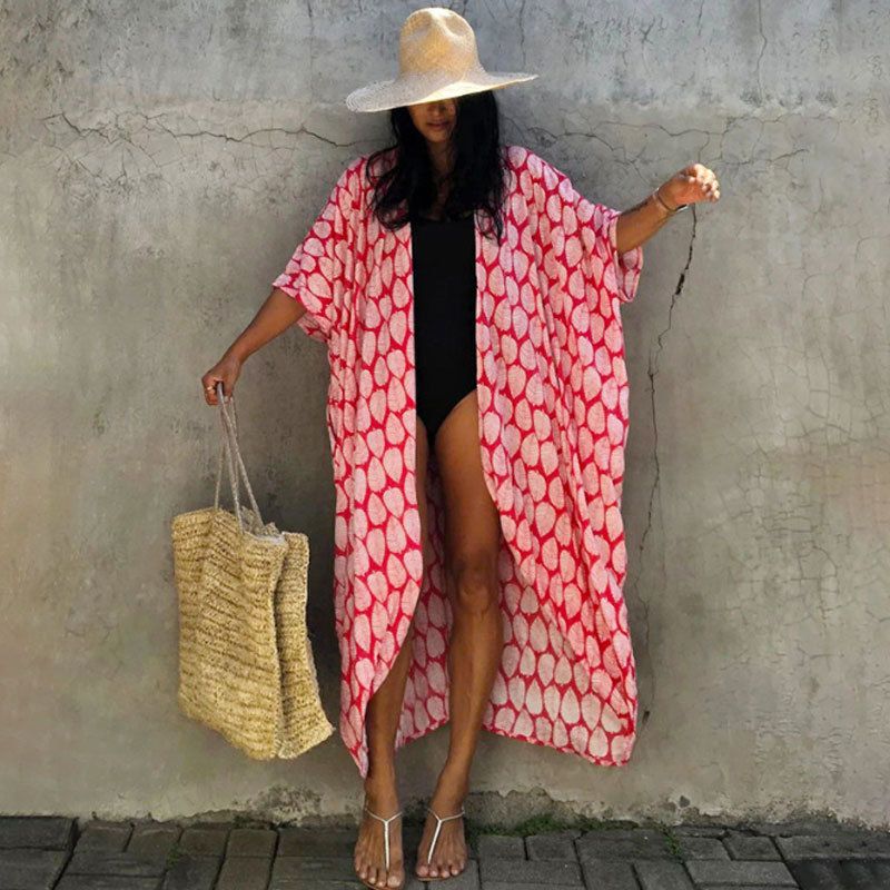 Beach Cover Ups for Swimwear Women Black Tie Dye Kimono Swimsuit Cape Summer Dress 2022 Beachwear Outfits Sales - MC Online