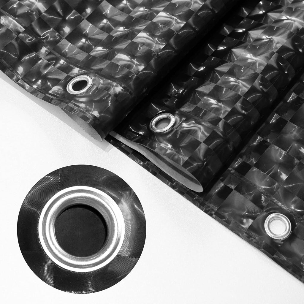 Black Shower Curtain Liner 72" x 72" for Bathroom - Waterproof Standard Size PEVA Shower Liner with 3 Magnets, Lightweight, Metal Grommets - Dimensional Black, 72x72 - MC Online