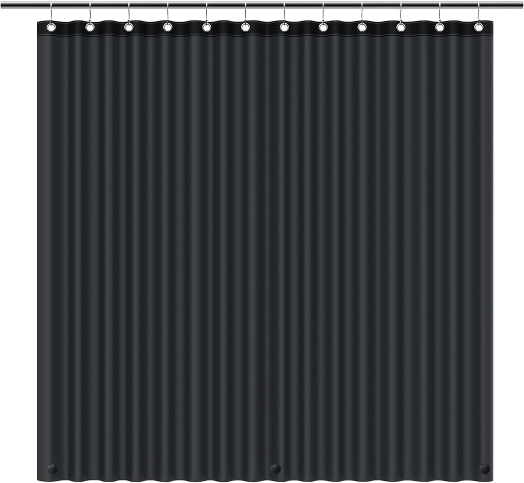 Black Shower Curtain Liner 72x72, PEVA Waterproof Bath Curtain, No Chemical Smell, 3 Weighted Magnets, Durable with Rustproof Metal Grommets - MC Online