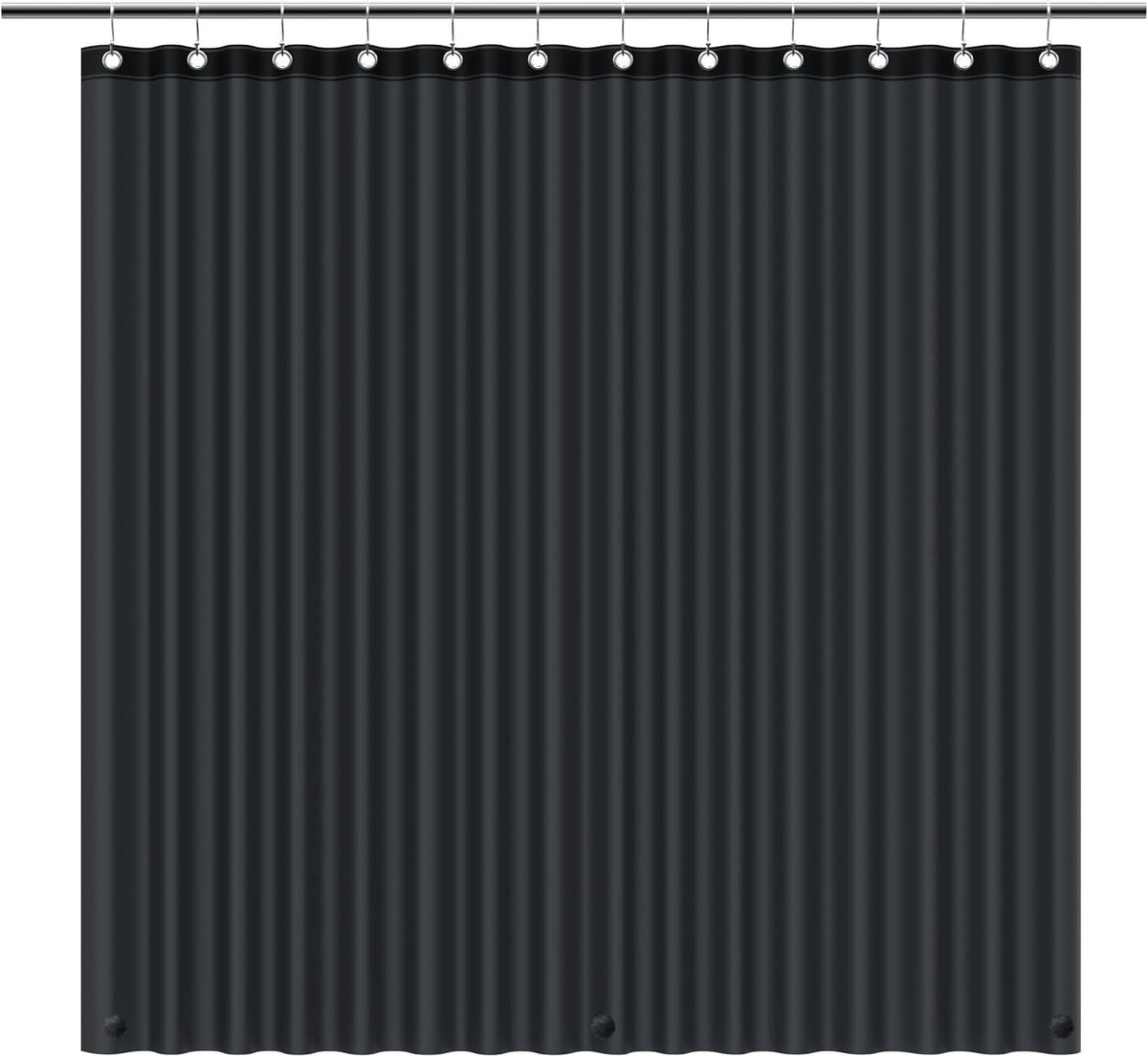 Black Shower Curtain Liner 72x72, PEVA Waterproof Bath Curtain, No Chemical Smell, 3 Weighted Magnets, Durable with Rustproof Metal Grommets - MC Online