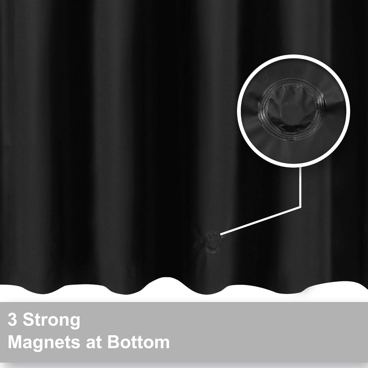 Black Shower Curtain Liner - Premium PEVA Plastic Black Shower Liner for Bathroom, Lightweight Standard Size Bath Curtain with 3 Magnets, Metal Grommets - MC Online