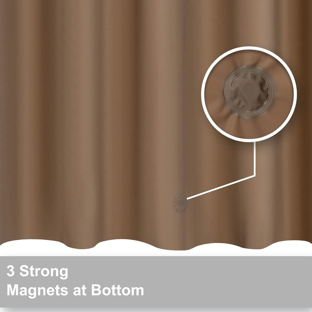 Brown Shower Curtain Liner - Premium PEVA, BPA & PVC Free, No Chemical Smell, Lightweight Standard Size Shower Curtain with 3 Magnets, Metal Grommets - Brown - MC Online