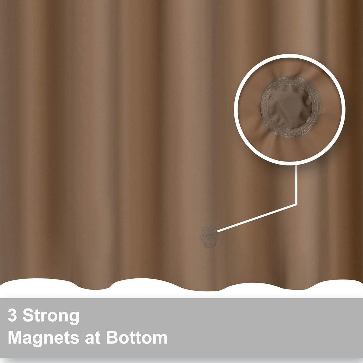 Brown Shower Curtain Liner - Premium PEVA, BPA & PVC Free, No Chemical Smell, Lightweight Standard Size Shower Curtain with 3 Magnets, Metal Grommets - Brown - MC Online