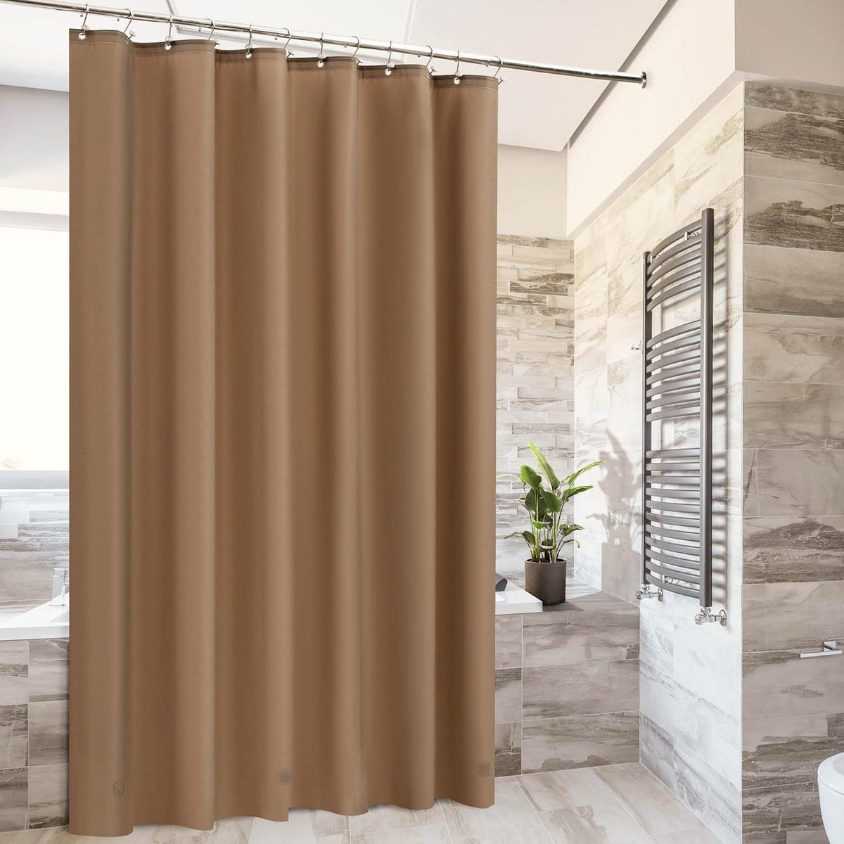 Brown Shower Curtain Liner - Premium PEVA, BPA & PVC Free, No Chemical Smell, Lightweight Standard Size Shower Curtain with 3 Magnets, Metal Grommets - Brown - MC Online