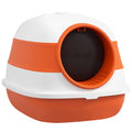 Cat Litter Box with Lid, Covered Litter Box w/High Sides, Two-Way Entrance Kitty Litter Box, Foldable, Easy Clean, White and Orange - MC Online