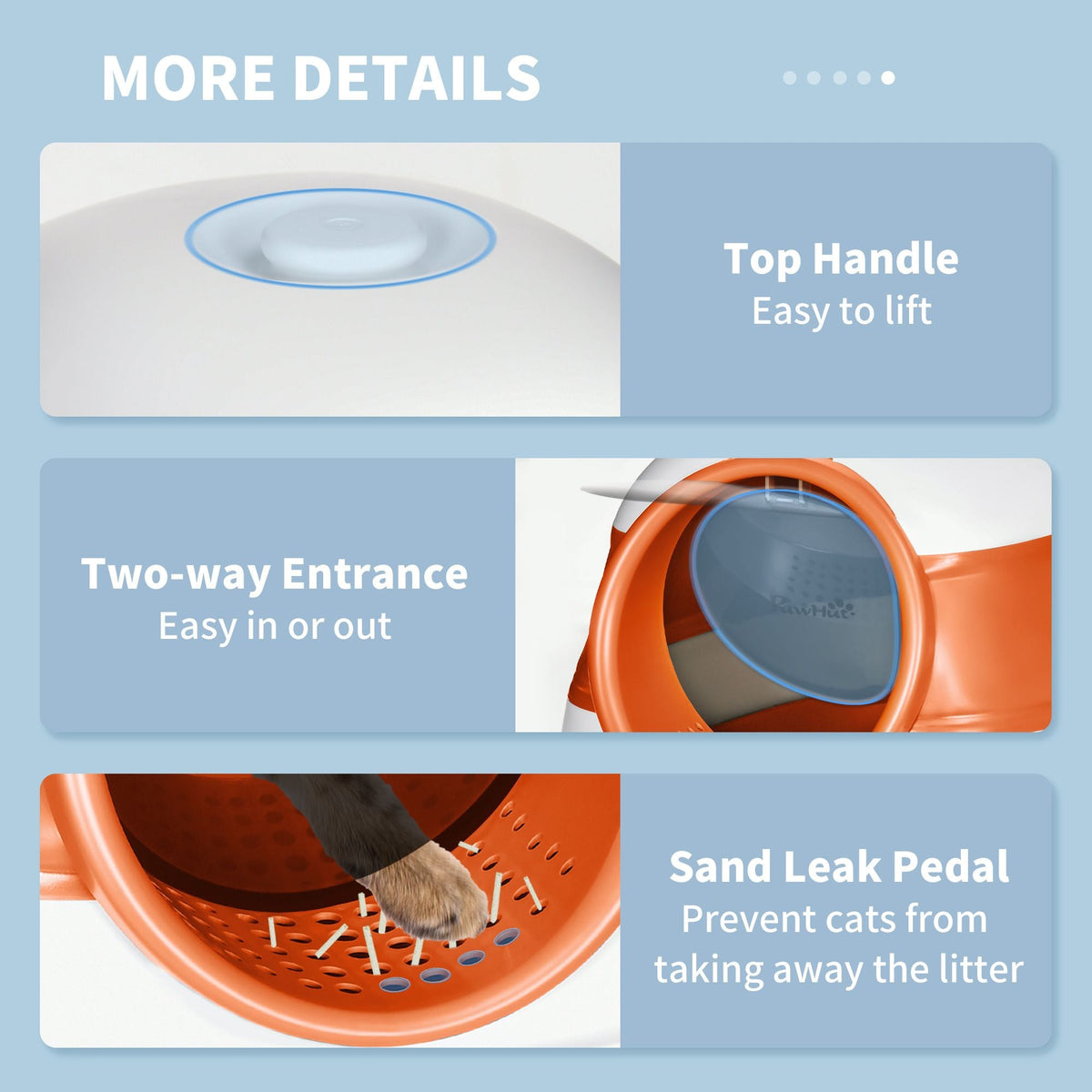 Cat Litter Box with Lid, Covered Litter Box w/High Sides, Two-Way Entrance Kitty Litter Box, Foldable, Easy Clean, White and Orange - MC Online