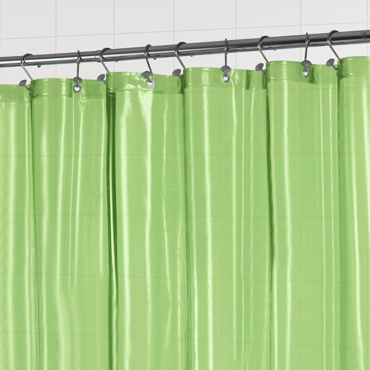 Clear Green Shower Curtain Liner - Premium PEVA Shower Liner with 3 Magnets and Metal Grommets, Waterproof Lightweight Standard Size Bath Curtains for Bathroom - Translucent Green - MC Online