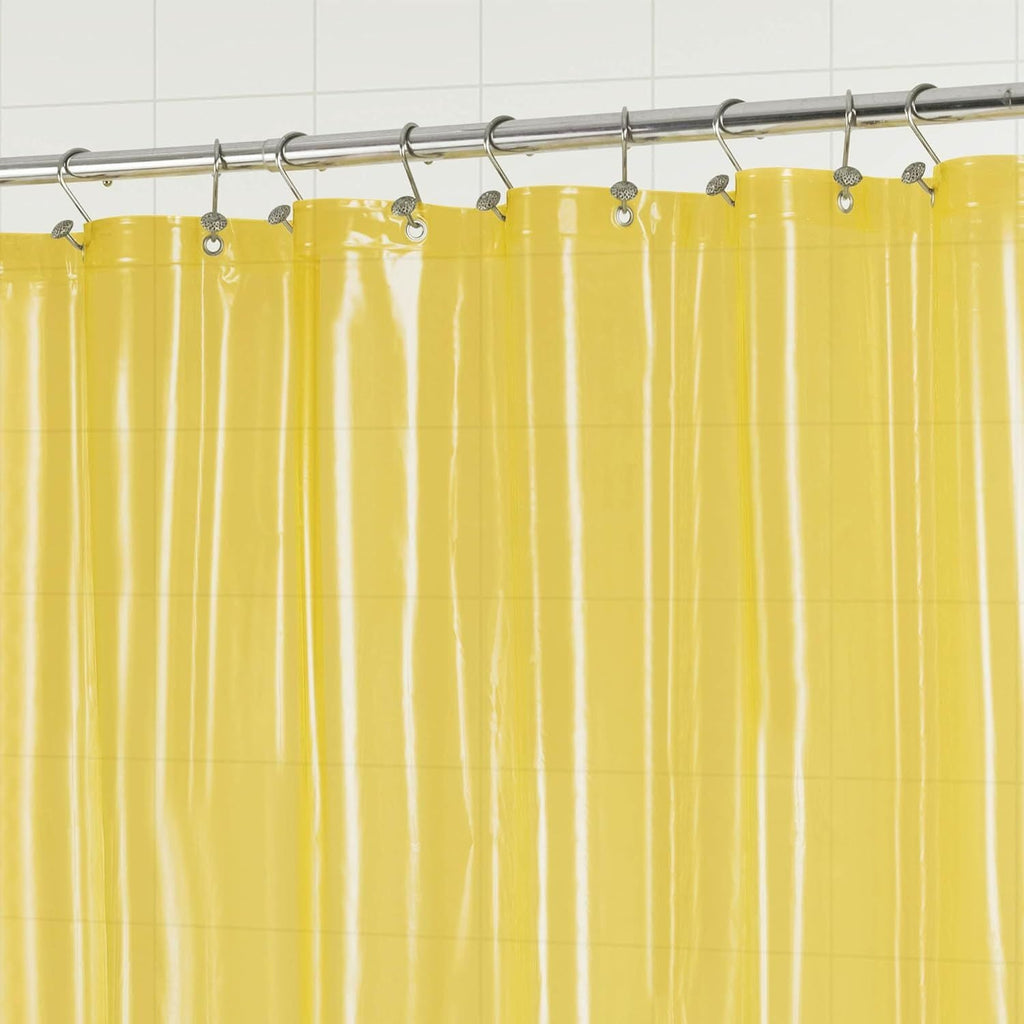 Clear Yellow Shower Curtain Liner - Premium PEVA Shower Liner with 3 Magnets & Metal Grommets, Waterproof Lightweight Standard Size Curtains for Bathroom - Translucent Yellow - MC Online