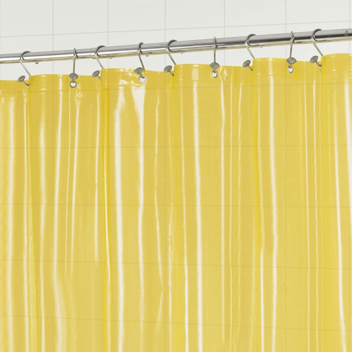 Clear Yellow Shower Curtain Liner - Premium PEVA Shower Liner with 3 Magnets & Metal Grommets, Waterproof Lightweight Standard Size Curtains for Bathroom - Translucent Yellow - MC Online