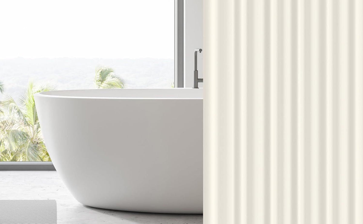 Cream Shower Curtain Liner 72x72, PEVA Waterproof Bath Curtain, No Chemical Smell, 3 Weighted Magnets, Durable with Rustproof Metal Grommets - MC Online