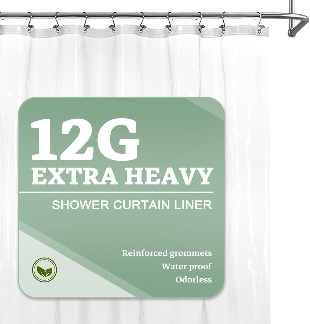 Design Extra Heavy Duty Shower Curtain Liner Thick - Soft Plastic Shower Liner Waterproof with Grommets & 3 Magnets, Clear, 72"x72" - MC Online