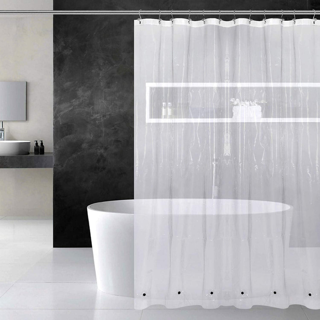 Design Shower Curtain Liner with 6 Magnets - Heavy Duty PEVA Plastic Shower Curtain for Bathroom, Waterproof Vinyl & See Through Bath Liner, Metal Grommets - Clear, 72x72 - MC Online