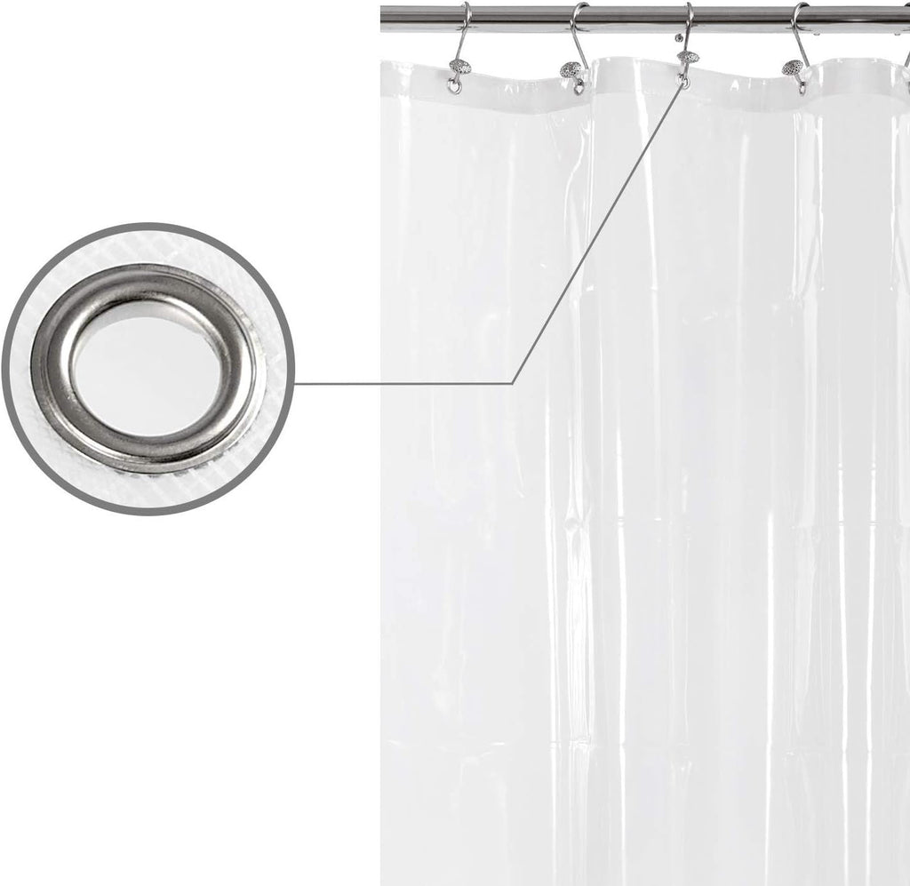 Design Shower Curtain Liner with 6 Magnets - Heavy Duty PEVA Plastic Shower Curtain for Bathroom, Waterproof Vinyl & See Through Bath Liner, Metal Grommets - Clear, 72x72 - MC Online