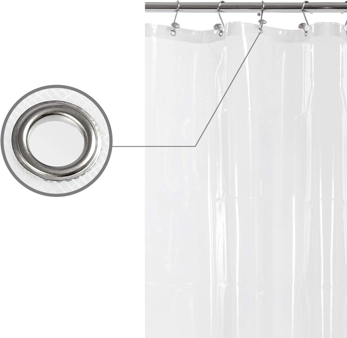 Design Shower Curtain Liner with 6 Magnets - Heavy Duty PEVA Plastic Shower Curtain for Bathroom, Waterproof Vinyl & See Through Bath Liner, Metal Grommets - Clear, 72x72 - MC Online