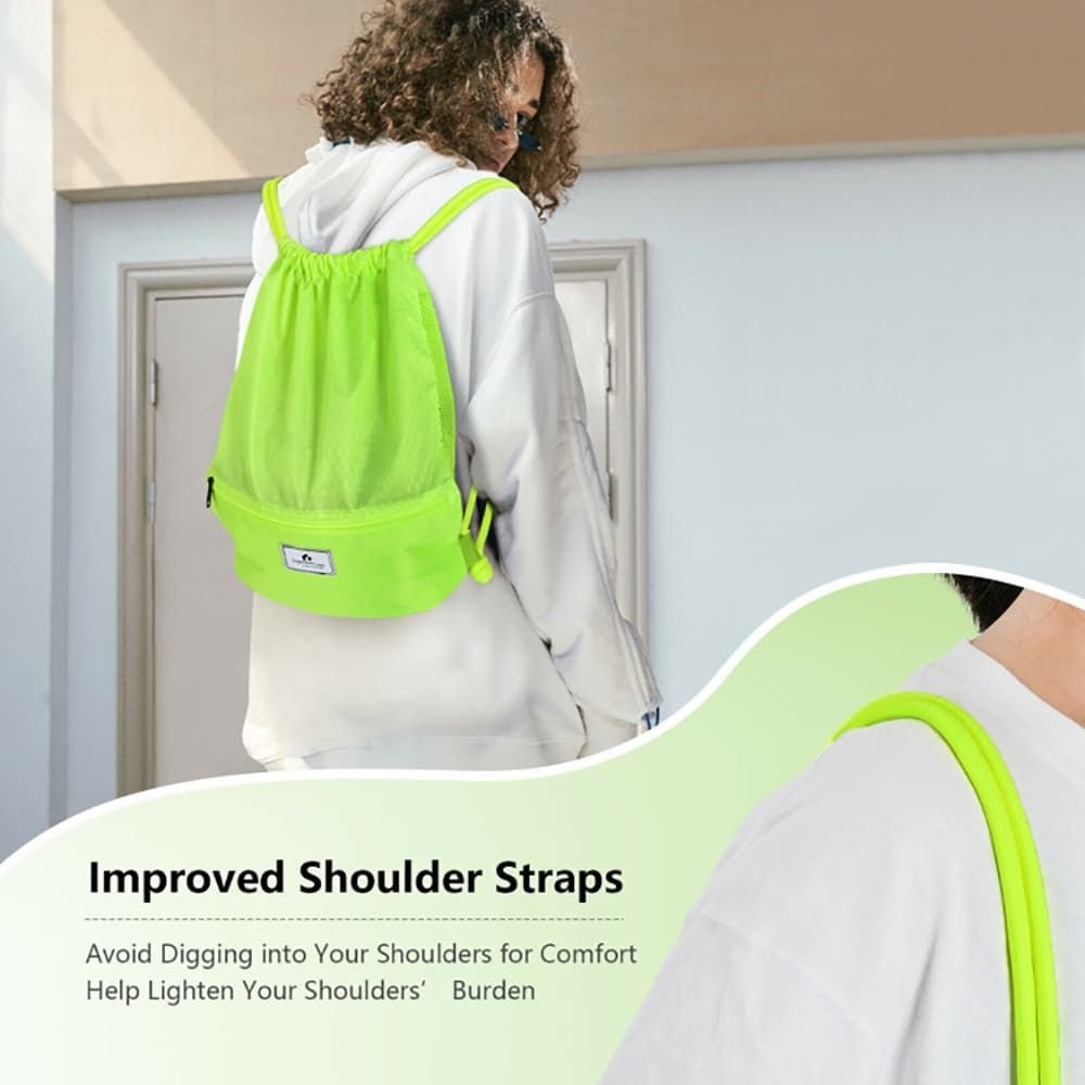 Drawstring Backpack String Bag Foldable Sports Sack with Zipper Pocket - MC Online