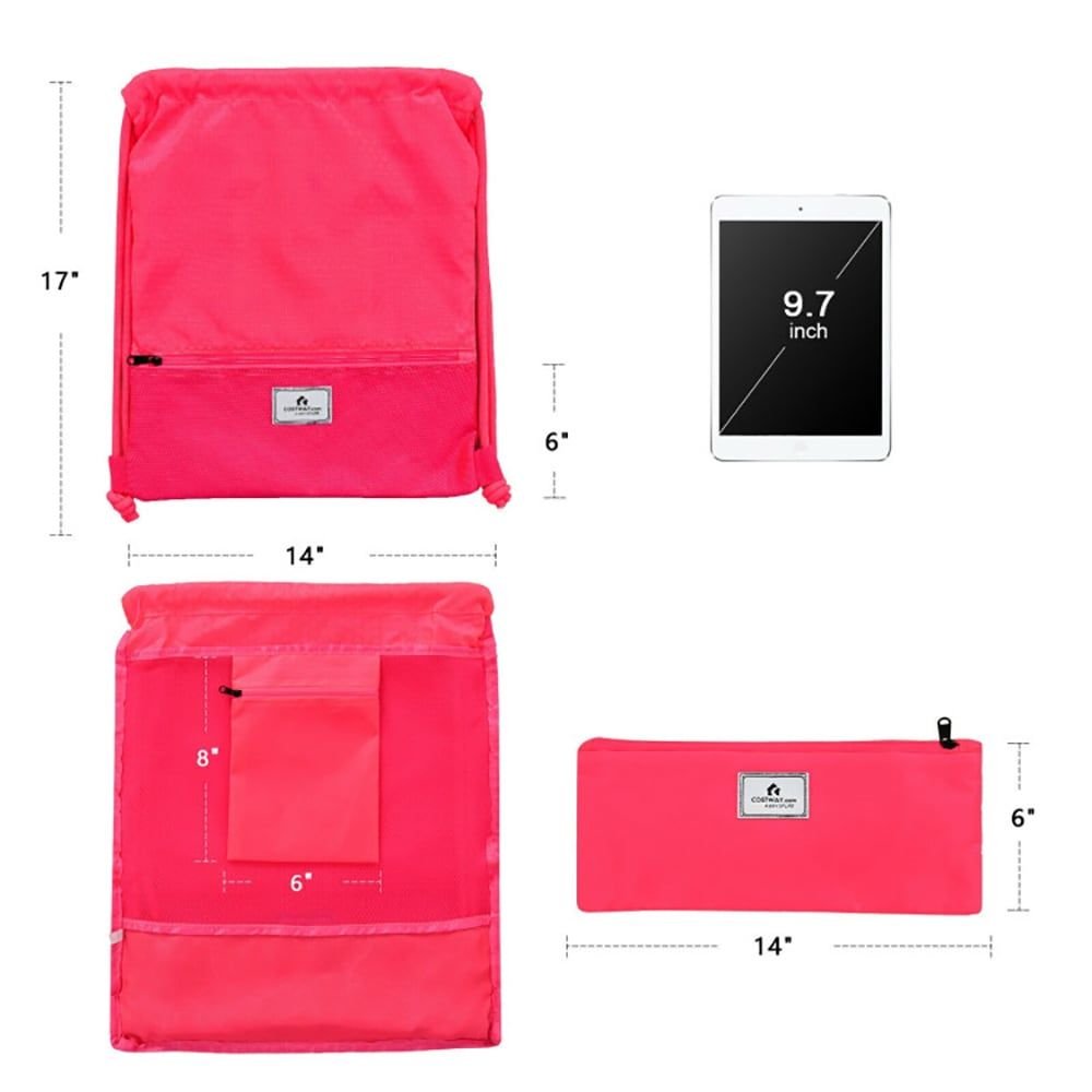 Drawstring Backpack String Bag Foldable Sports Sack with Zipper Pocket - MC Online