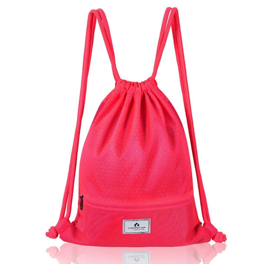 Drawstring Backpack String Bag Foldable Sports Sack with Zipper Pocket - MC Online