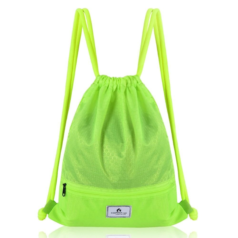 Drawstring Backpack String Bag Foldable Sports Sack with Zipper Pocket - MC Online