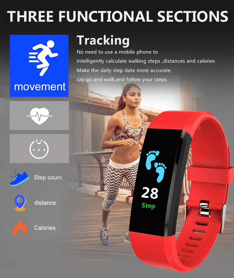 Fitness Smart Watch Activity Tracker Heart Rate For Women Men Oxygen BP Monitor - MC Online