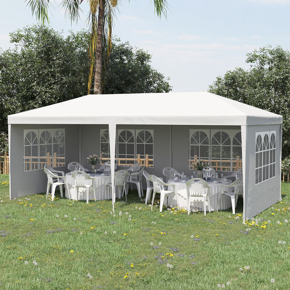 Grand Gazebo Haven: 20x10 Large Canopy Party Tent with Removable Side Walls - MC Online