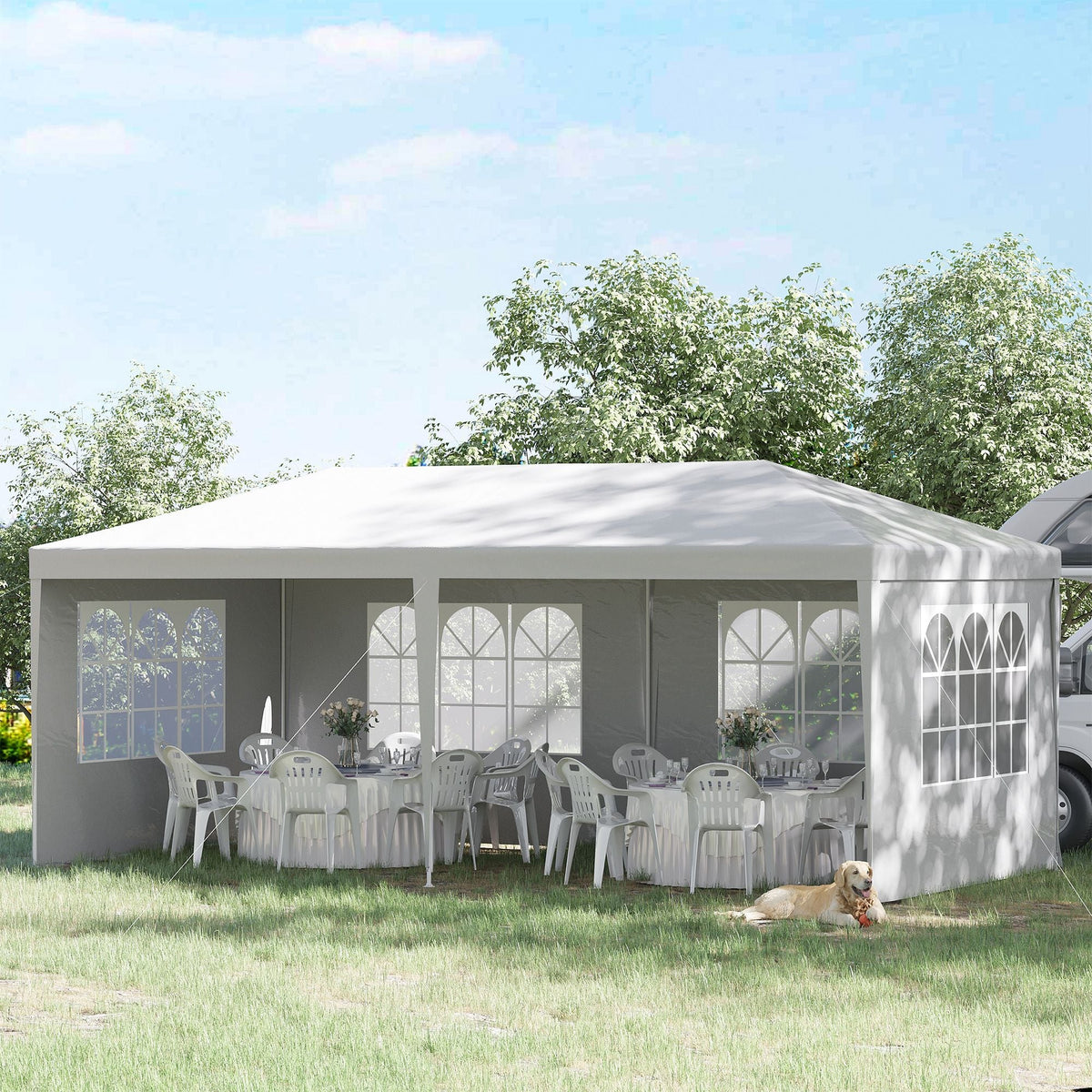 Grand Gazebo Haven: 20x10 Large Canopy Party Tent with Removable Side Walls - MC Online
