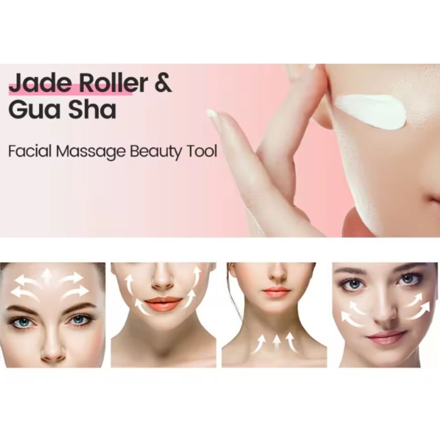 Gua Sha Board 2PCS Massage Stone for Facial Body Skincare Roller Scraping Massager Natural Resin Facial Lifting Scraper Neck Anti Wrinkle Massager Tool - MC Online