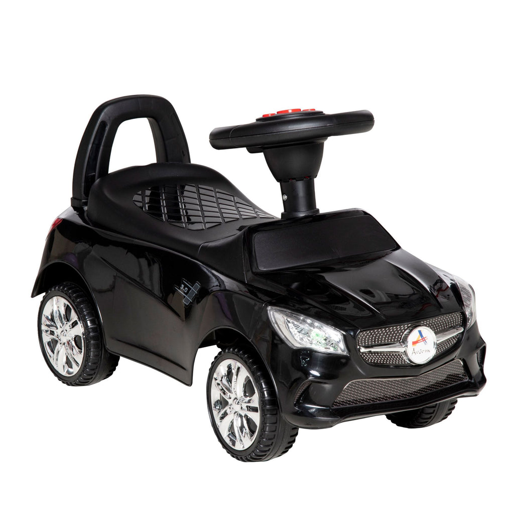 Kids Ride On Push Car, Foot-to-Floor Walking Sliding Toy Car for Toddler with Working Horn, Music, Headlights and Storage, Black - MC Online