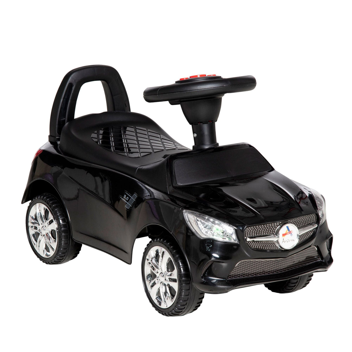 Kids Ride On Push Car, Foot-to-Floor Walking Sliding Toy Car for Toddler with Working Horn, Music, Headlights and Storage, Black - MC Online