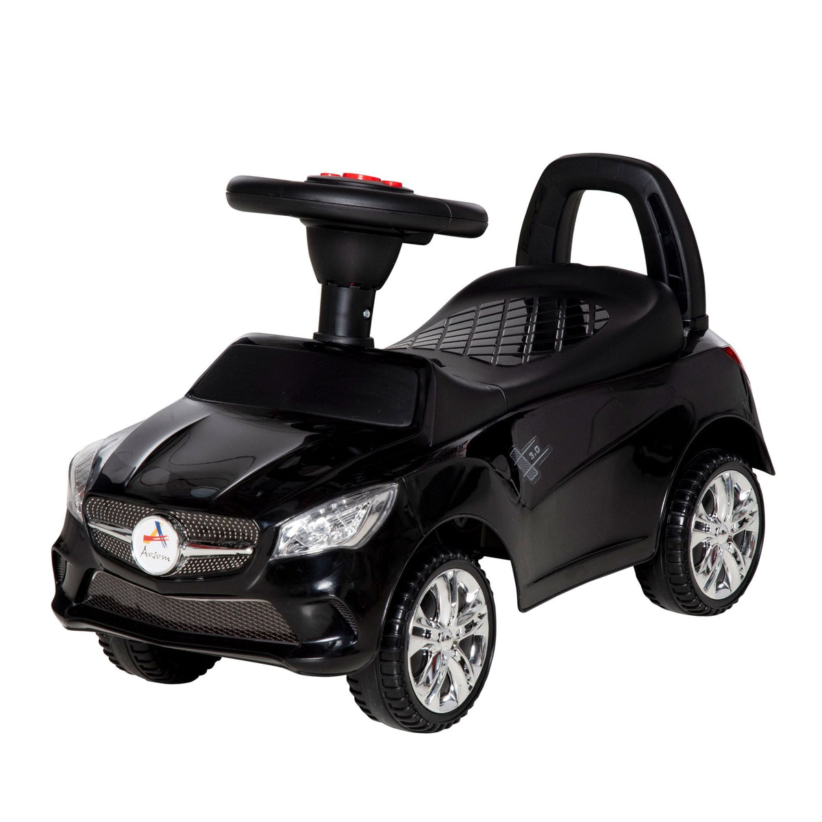 Kids Ride On Push Car, Foot-to-Floor Walking Sliding Toy Car for Toddler with Working Horn, Music, Headlights and Storage, Black - MC Online