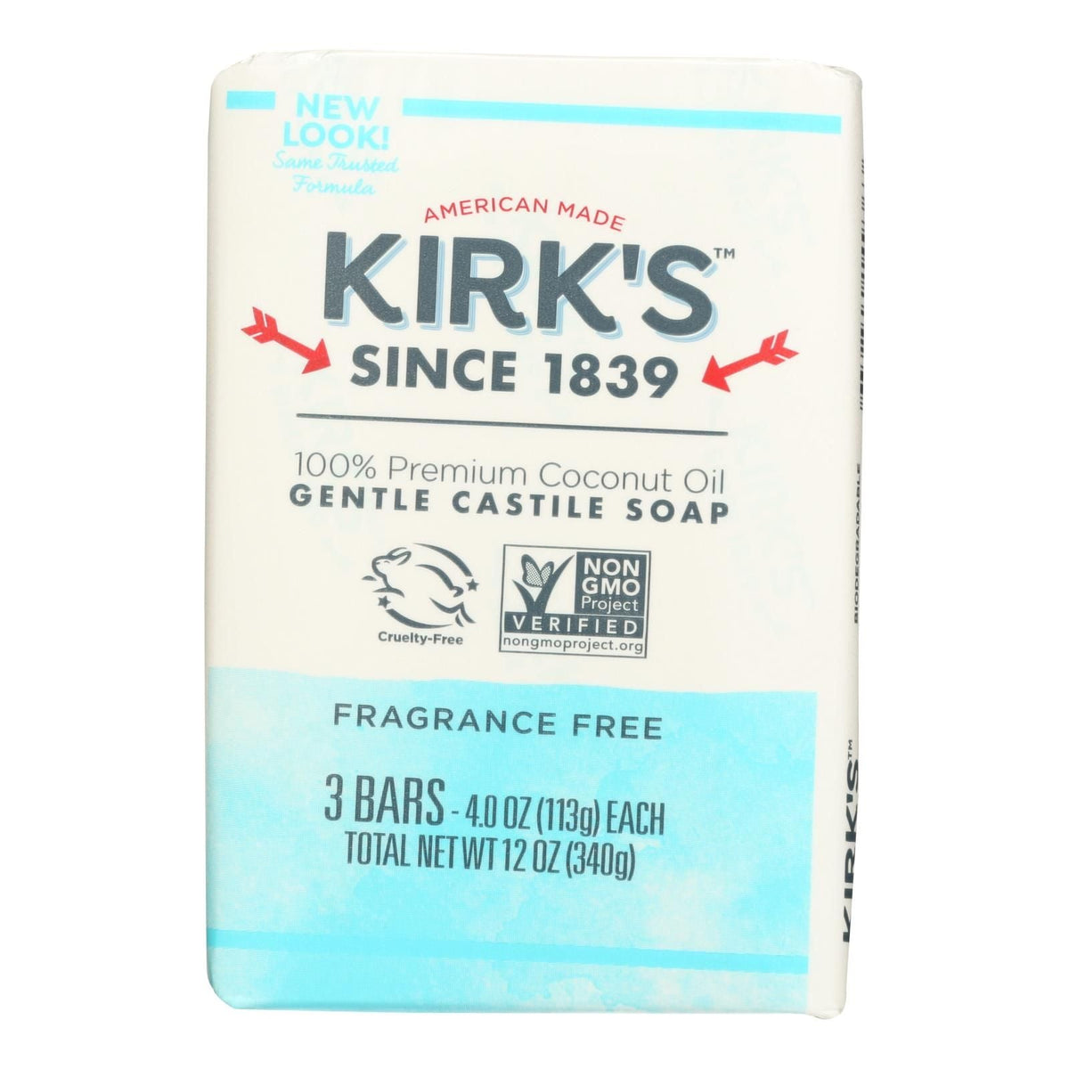 Kirk's Natural Soap Bar - Coco Castile - Fragrance Free - 3 Count - 4 Oz - MC Online