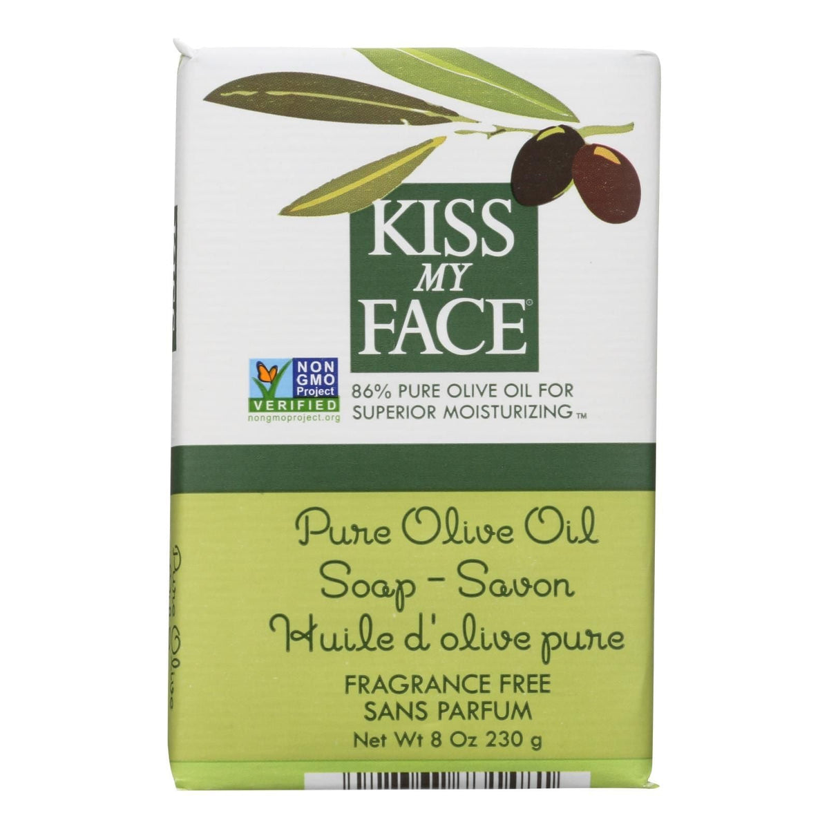 Kiss My Face Bar Soap Pure Olive Oil Fragrance Free - 8 Oz - MC Online