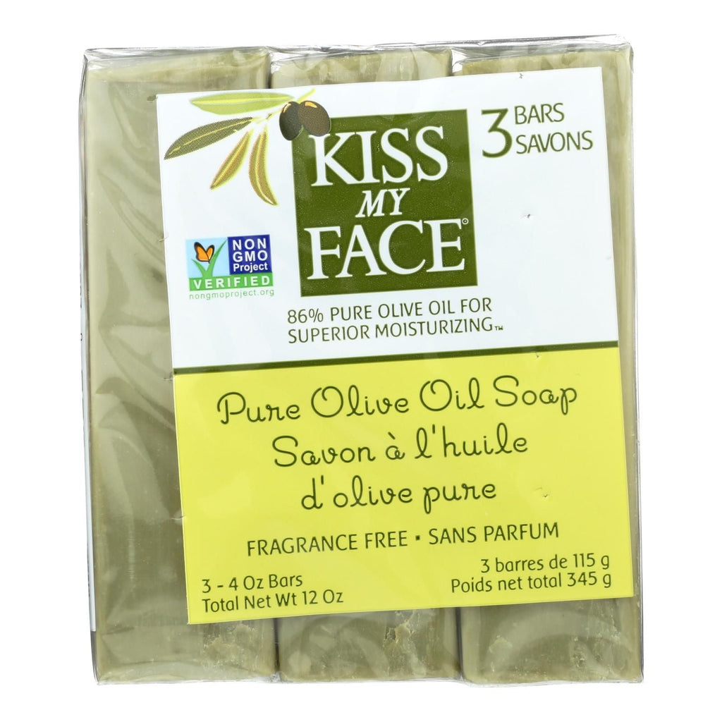 Kiss My Face Pure Olive Oil Moisturizing Soap - Pack Of 3 - 4 Oz - MC Online
