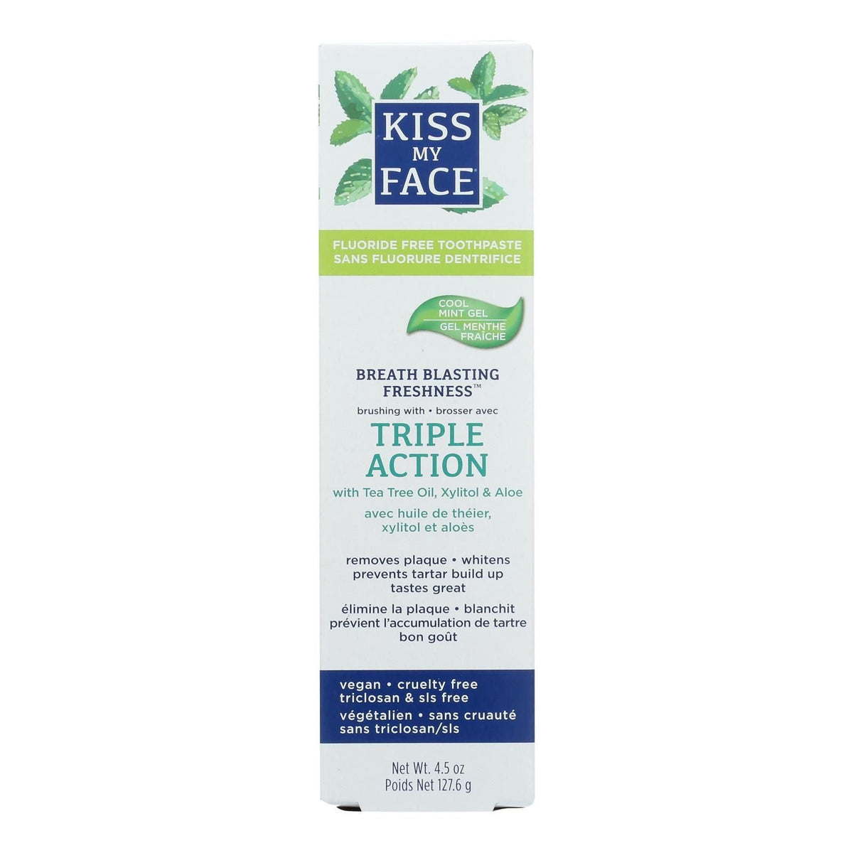 Kiss My Face Toothpaste - Triple Action - Fluoride Free - Gel - 4.5 Oz - MC Online