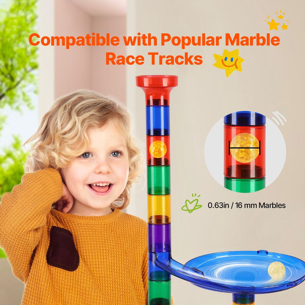 Marble Run Set, 145 Piece Marble Maze Building Block Brain Game, with 5 Glow in the Dark Marbles + 40 Glass Marbles, Educational Learning Race Track STEM Toys, for Kids, Boys, Girls Ages 3 + - MC Online