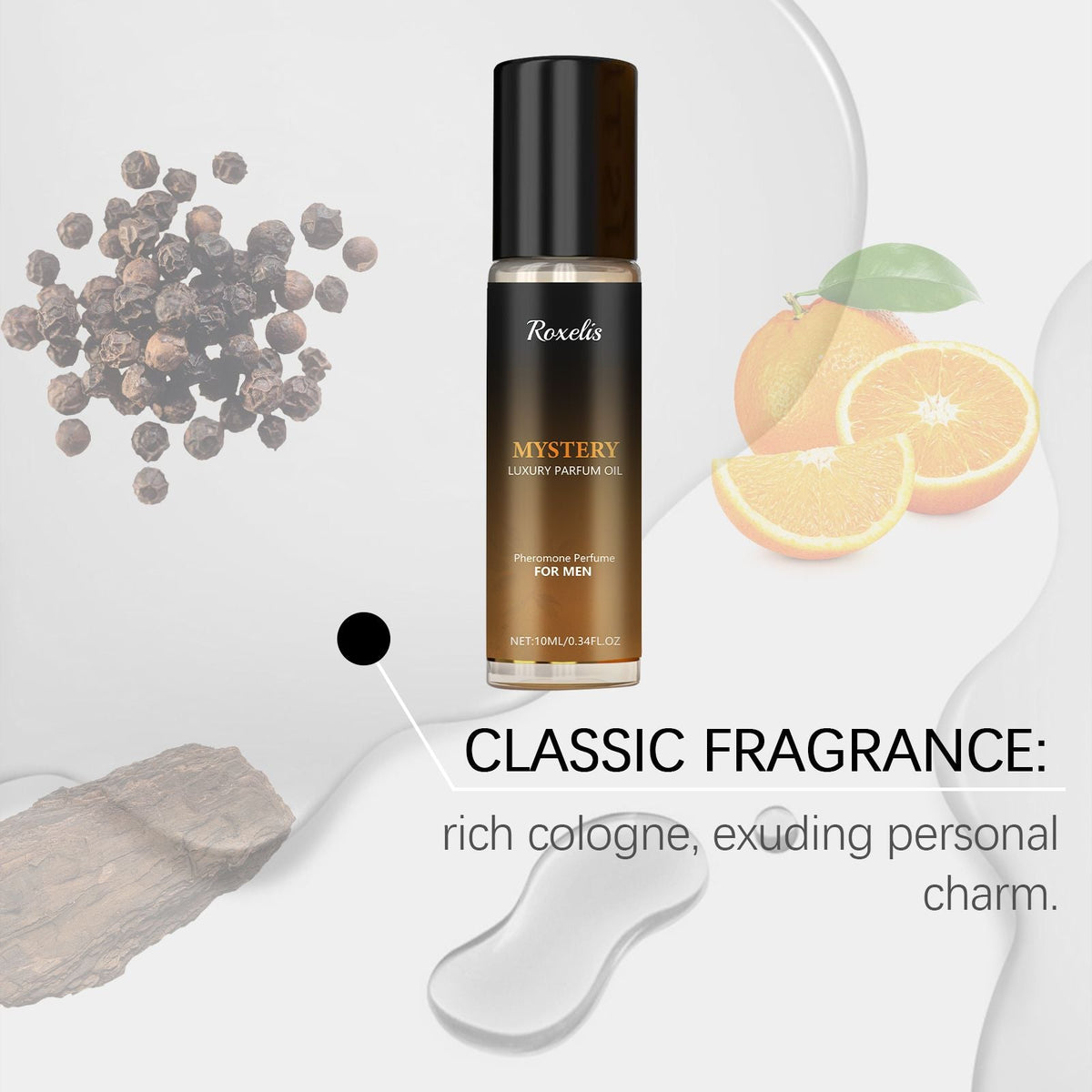 Men's Rollerball Cologne Sandalwood Woody Notes Fresh and Pleasant Natural Scent Exudes Charm Portable Perfume - MC Online