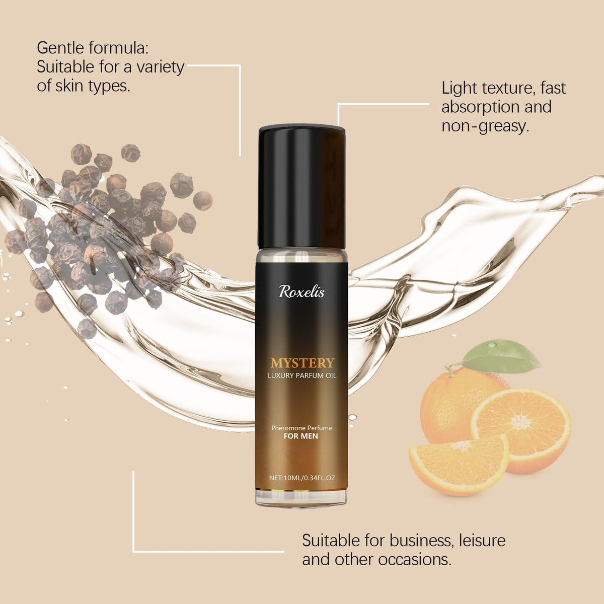 Men's Rollerball Cologne Sandalwood Woody Notes Fresh and Pleasant Natural Scent Exudes Charm Portable Perfume - MC Online