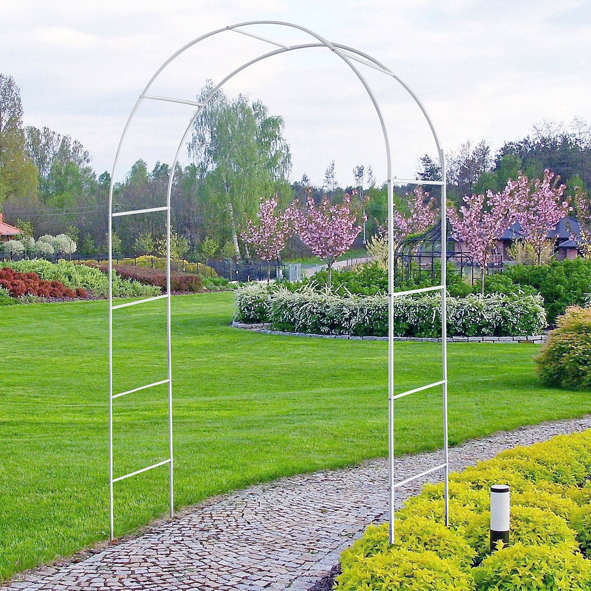 Metal Garden Arch Trellis,Adjustable Arbor Trellis,White - MC Online