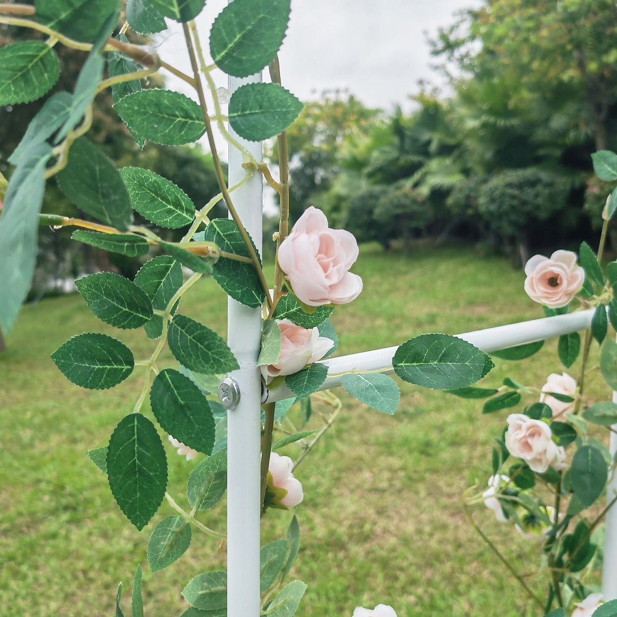 Metal Garden Arch Trellis,Adjustable Arbor Trellis,White - MC Online