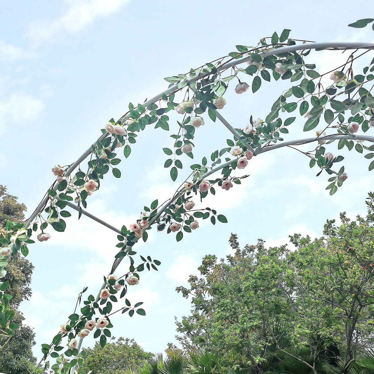 Metal Garden Arch Trellis,Adjustable Arbor Trellis,White - MC Online