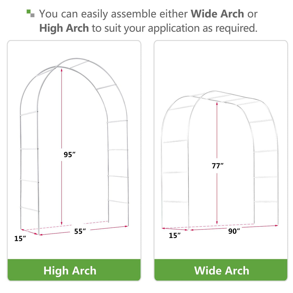 Metal Garden Arch Trellis,Adjustable Arbor Trellis,White - MC Online