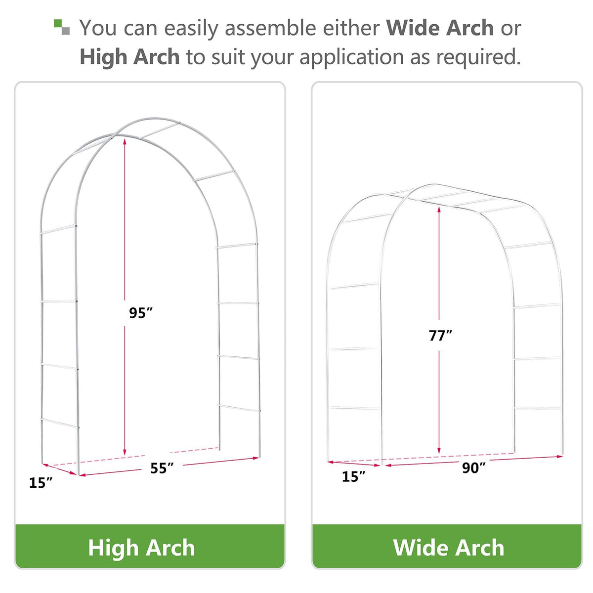 Metal Garden Arch Trellis,Adjustable Arbor Trellis,White - MC Online