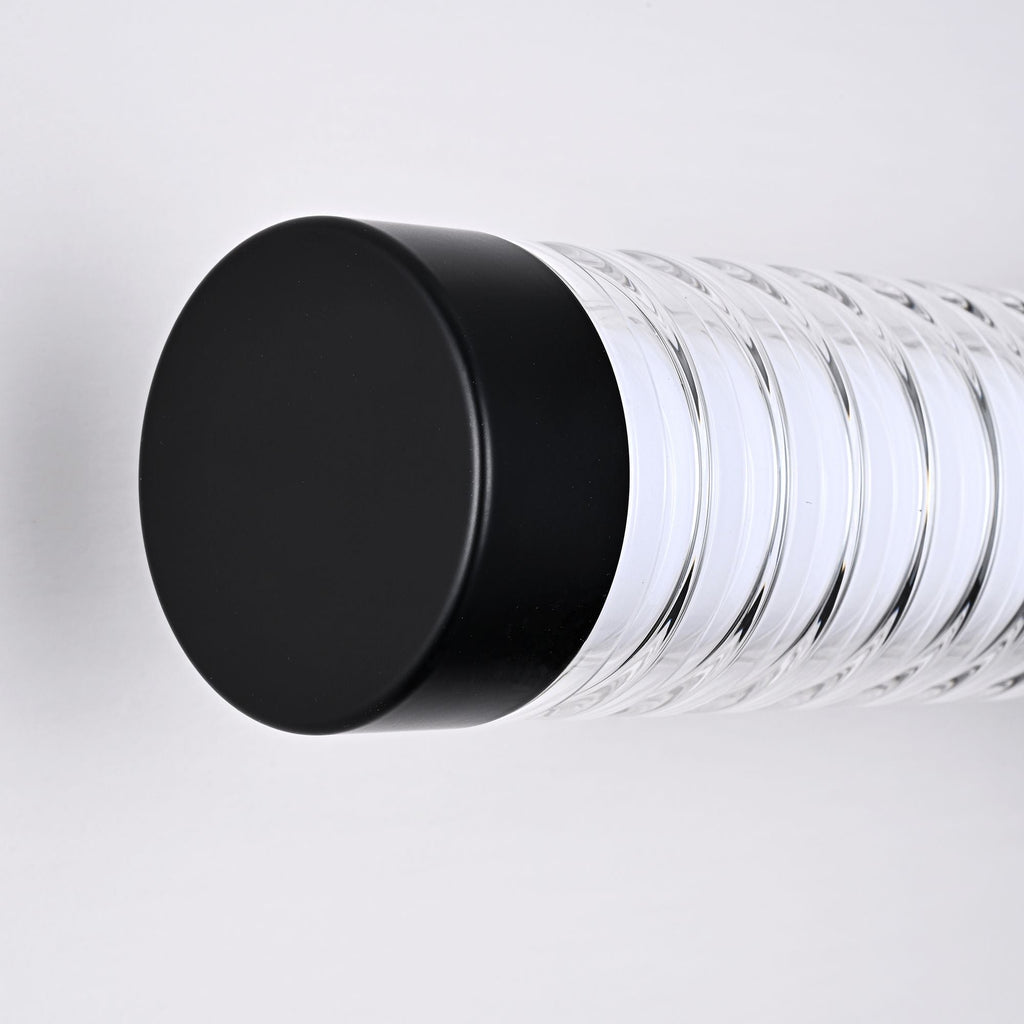Modern Minimalist LED Vanity Wall Sconce-Matte Black Metal with Ribbed Acrylic Diffuser, Dimmable Warm White Light for Bathroom, Bedroom & Hallway - MC Online