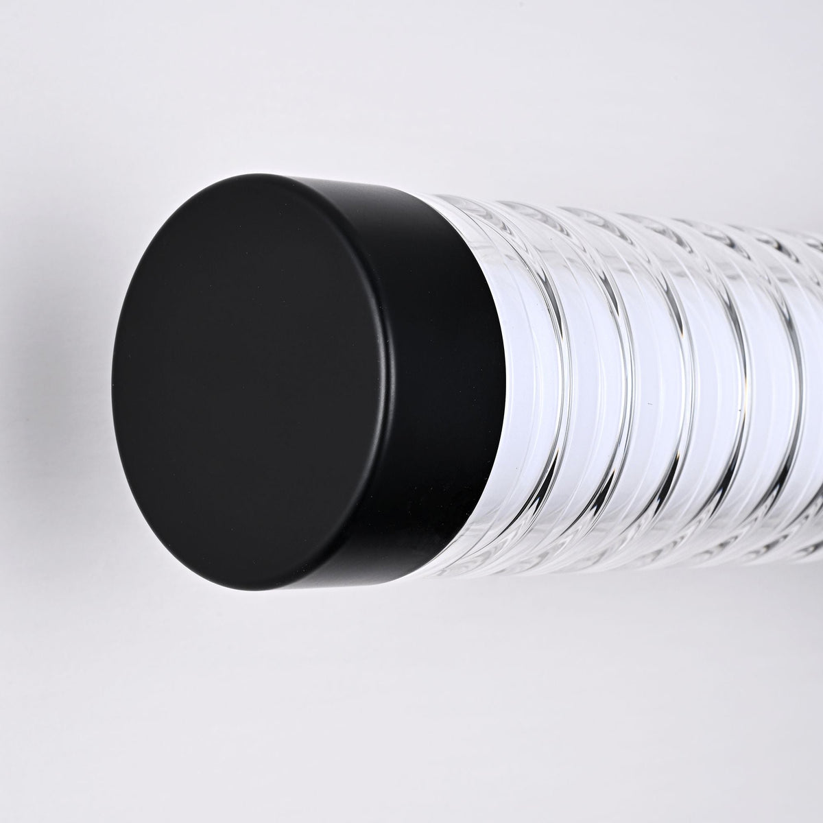 Modern Minimalist LED Vanity Wall Sconce-Matte Black Metal with Ribbed Acrylic Diffuser, Dimmable Warm White Light for Bathroom, Bedroom & Hallway - MC Online